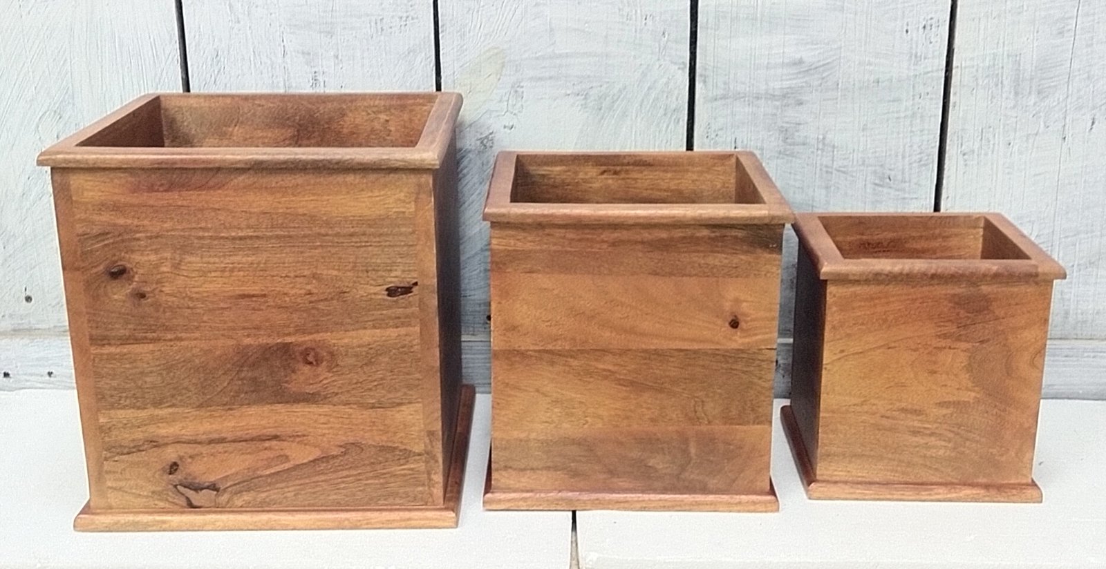Square wooden planter gallery image