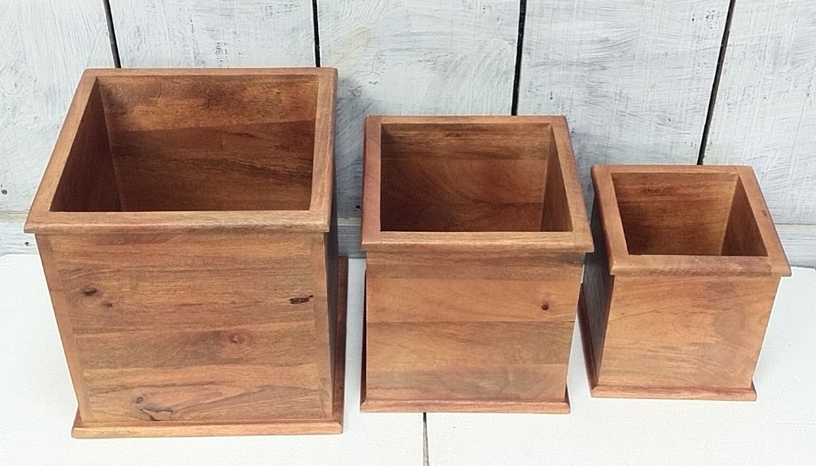 Square wooden planter gallery image