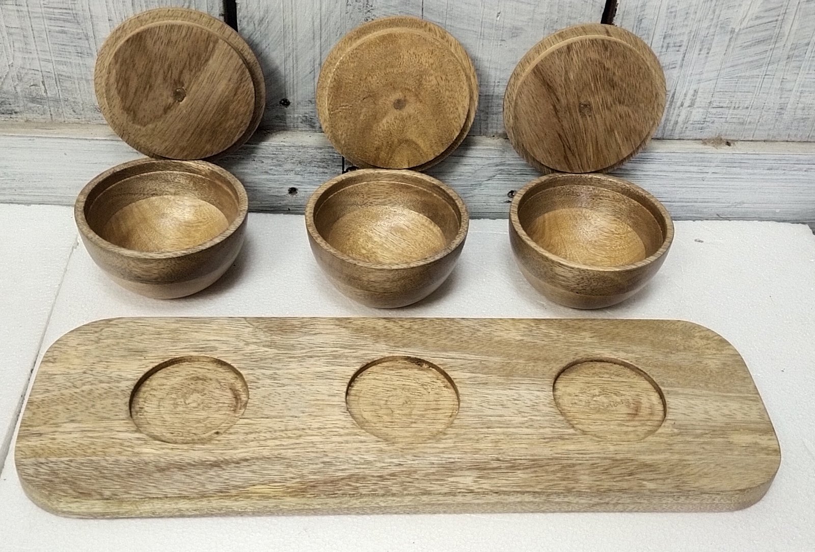 wooden condiment serving set gallery image