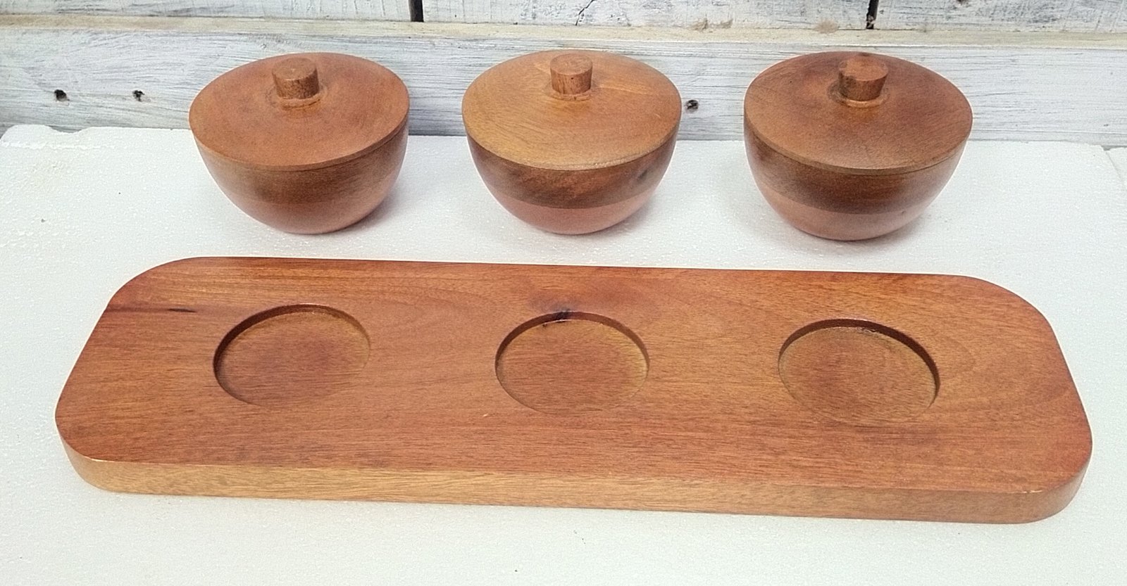 wooden condiment serving set gallery image