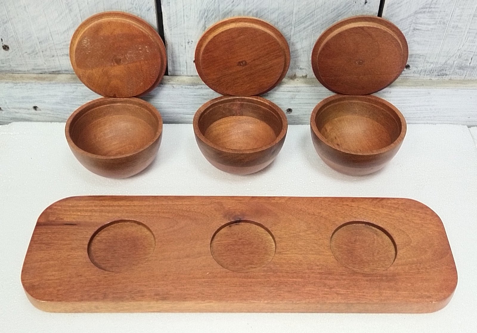 wooden condiment serving set gallery image