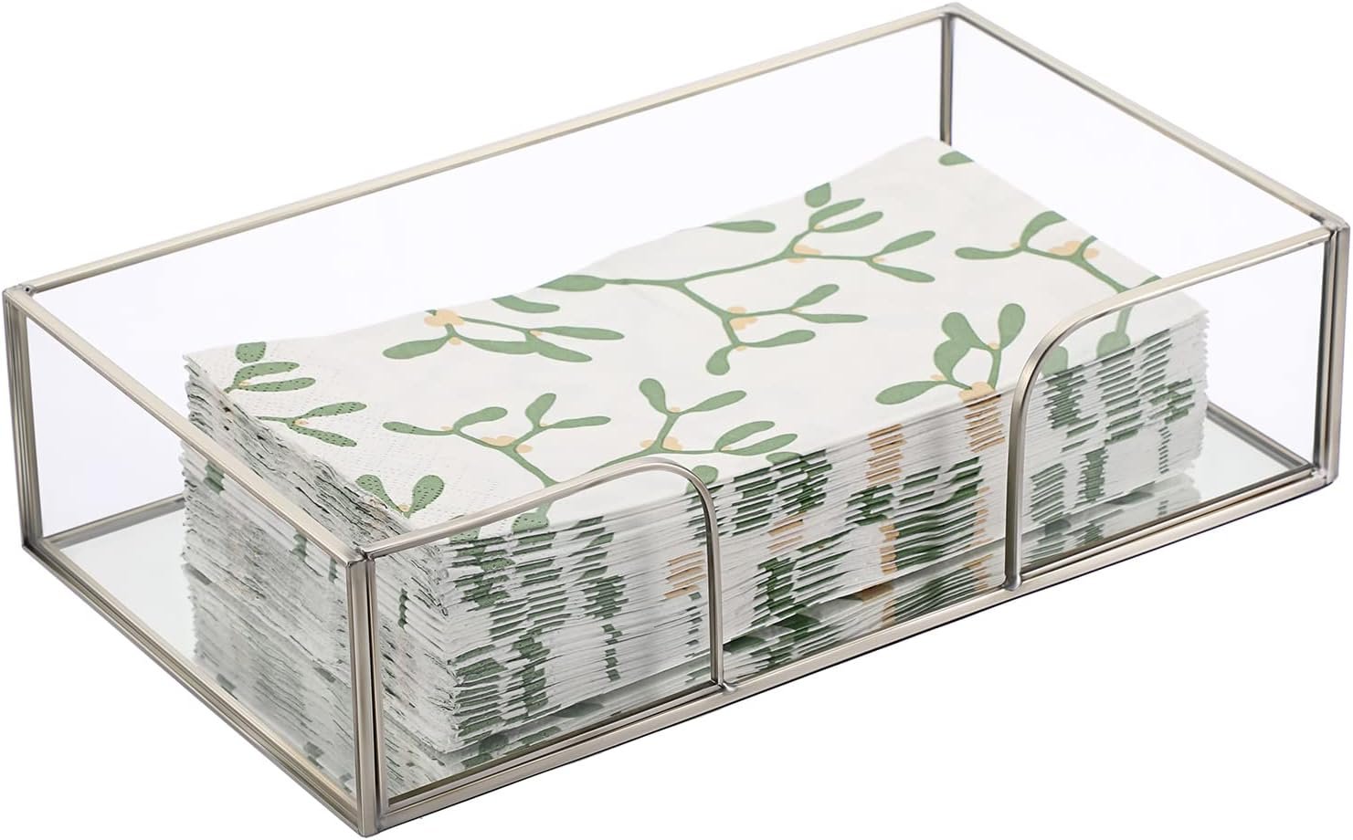 Glass and Metal Guest Napkin Holder with Mirror Base gallery image