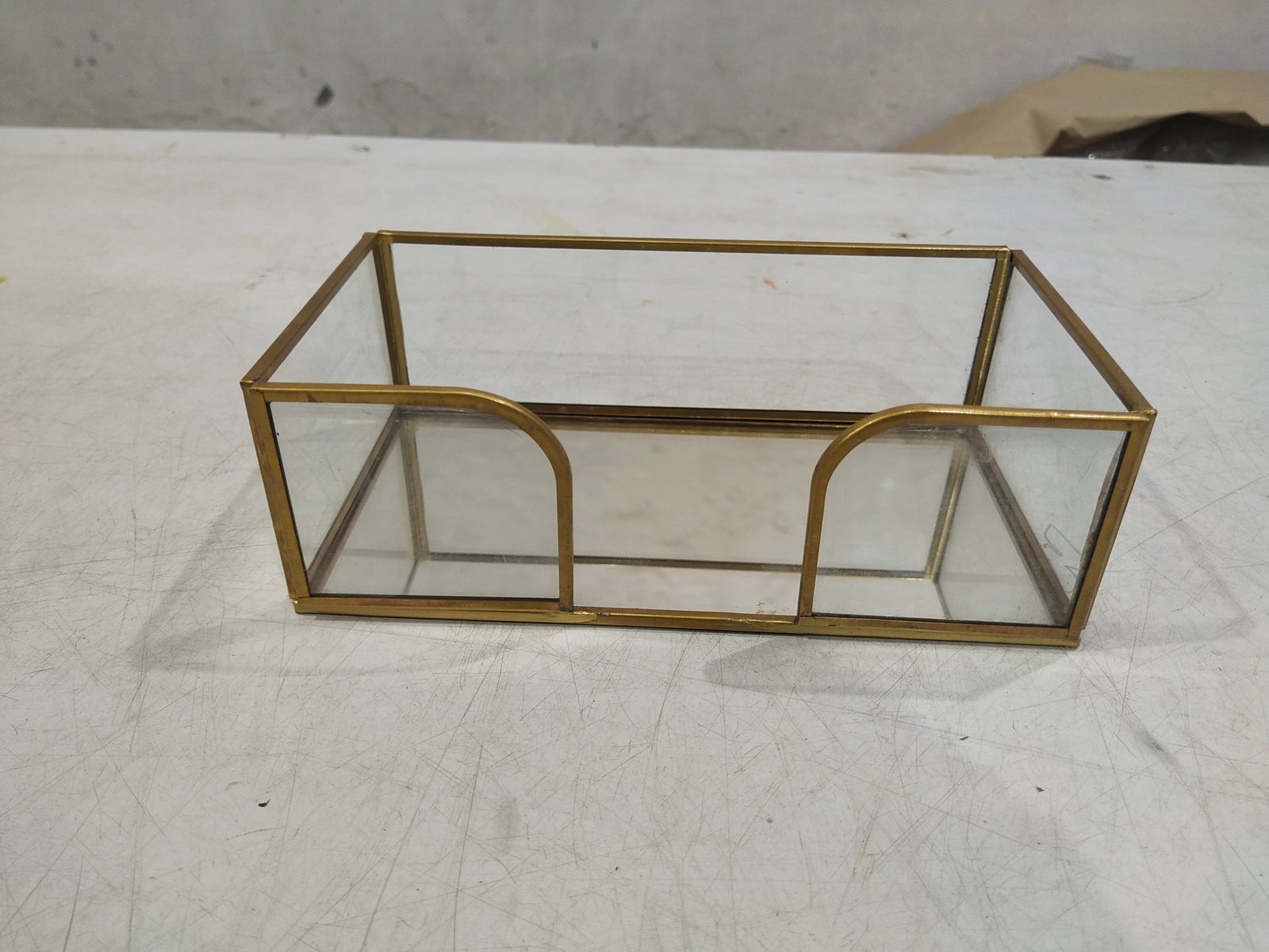 Glass and Metal Guest Napkin Holder with Mirror Base gallery image