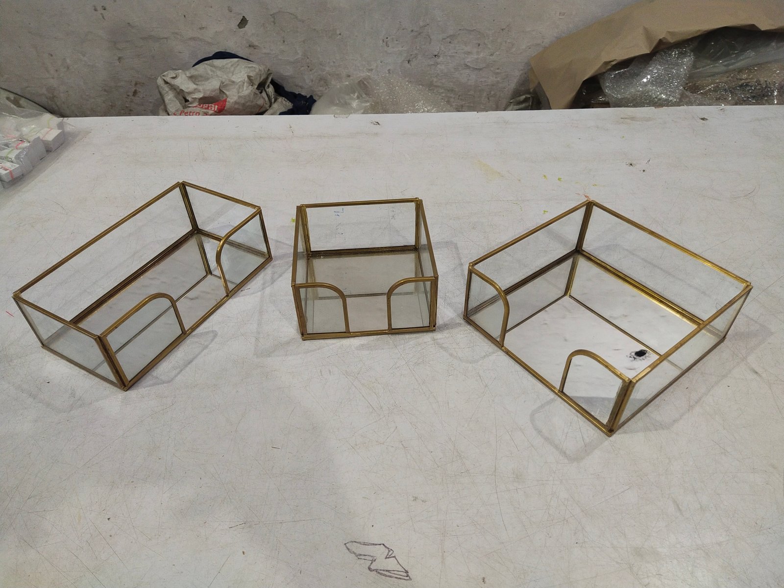 Glass and Metal Guest Napkin Holder with Mirror Base gallery image