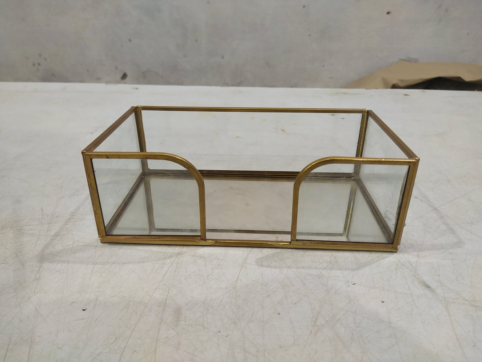 Glass and Metal Guest Napkin Holder with Mirror Base gallery image
