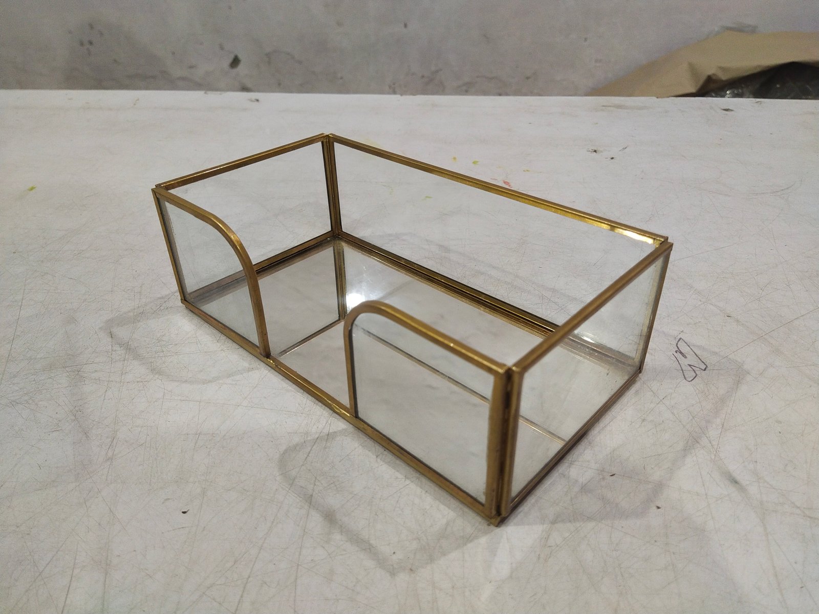 Glass and Metal Guest Napkin Holder with Mirror Base gallery image